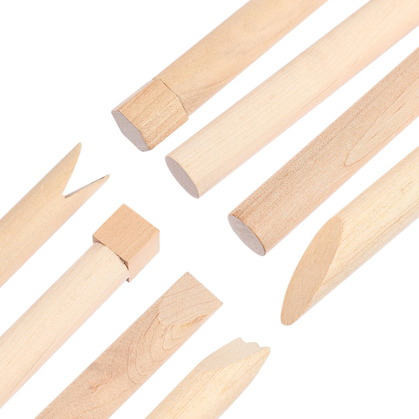 NUOBESTY Wooden Clay Tools Kids Wood Stamps Hand Rollers Plasticine Tools Pottery Molding Clay Accessories for Art DIY Crafts Activities 12pcs