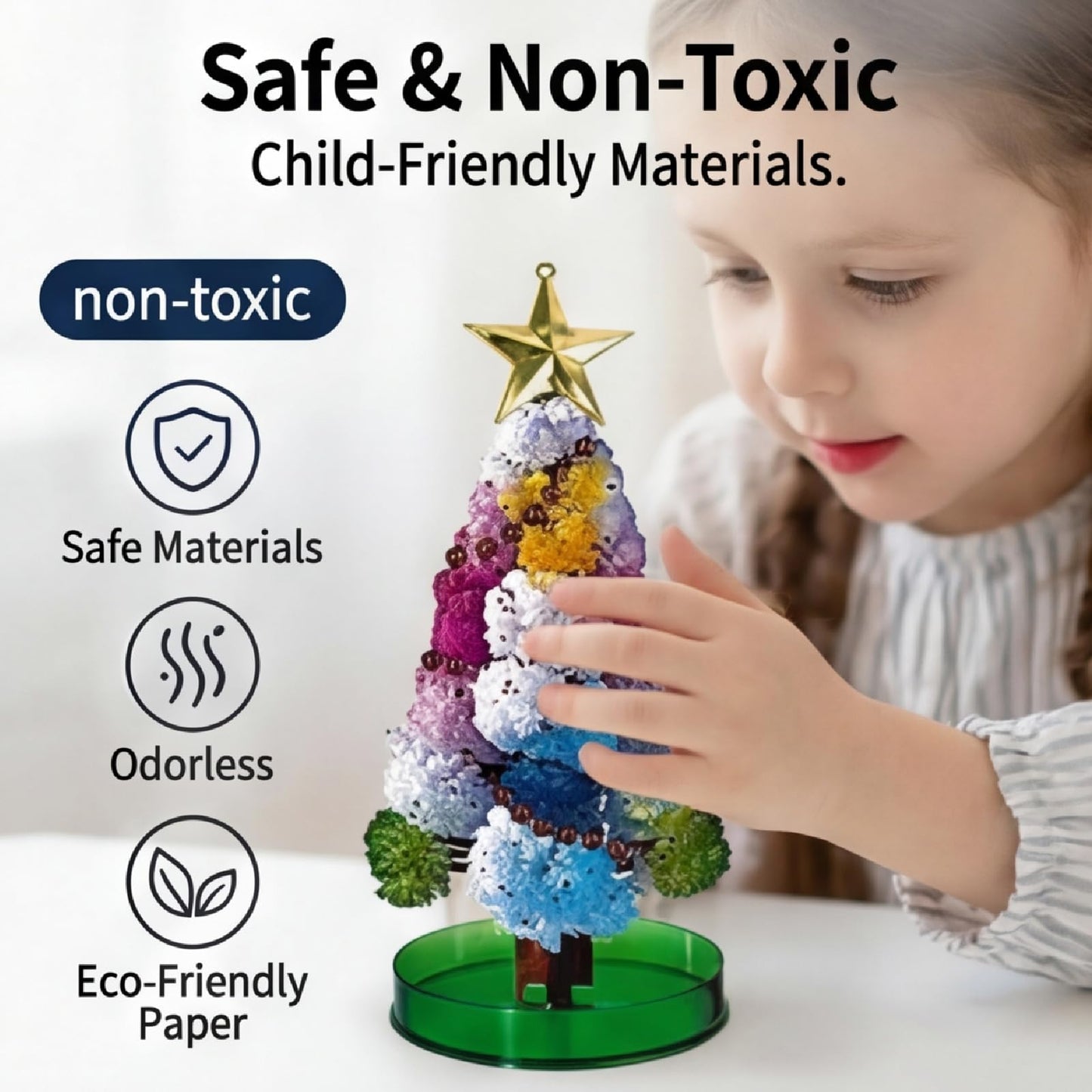 Magic Christmas Paper Tree 2 in 1 Mini Christmas Tree Magic Growth Kit Colorful DIY Crystal Growing Set Educational Science Kit Unique Crystal Christmas Tree