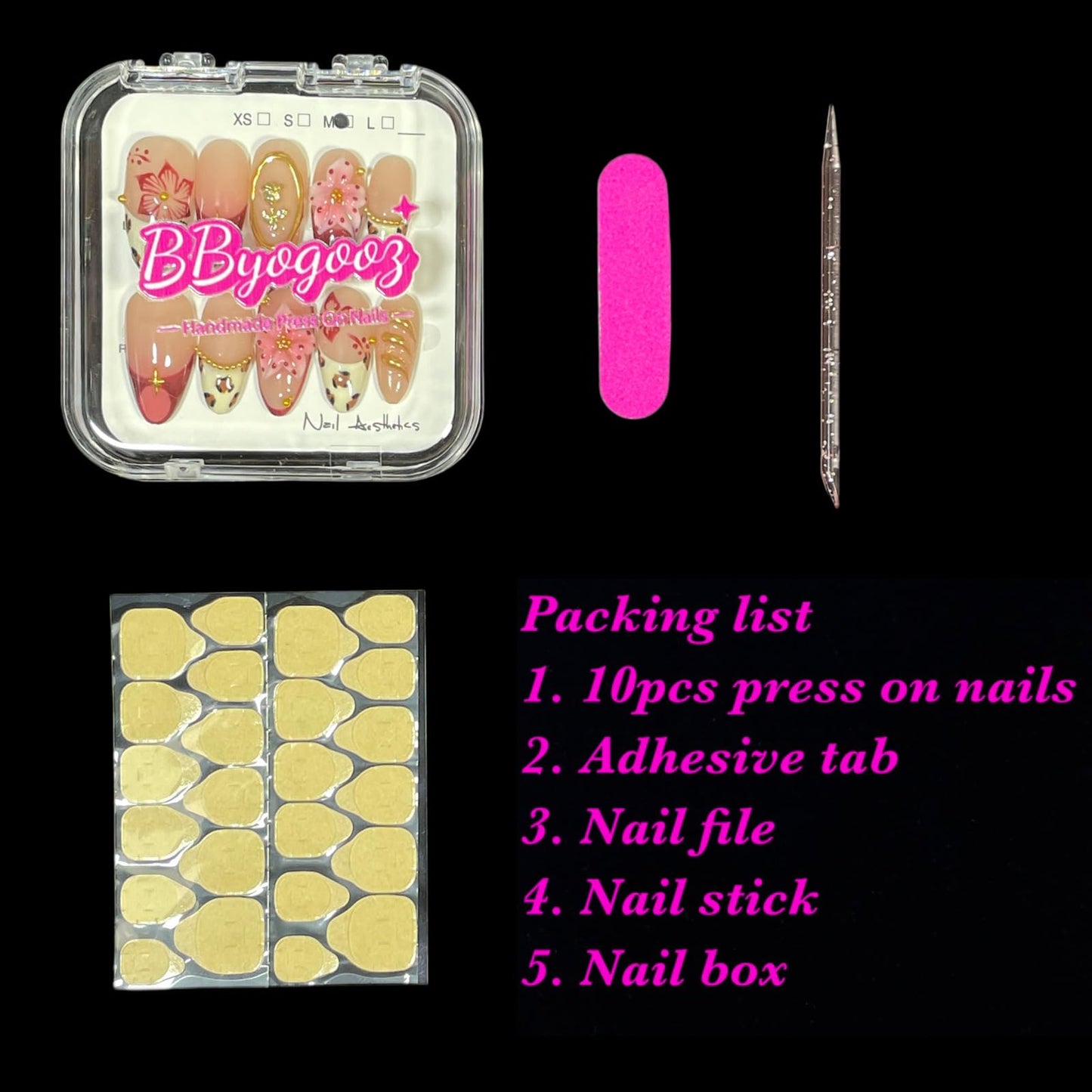 Handmade Press on Nails, Medium Almond Shape, 3D Floral Design with Gold Accents, Leopard Print Acrylic False Nails (Gilded Feline, L)