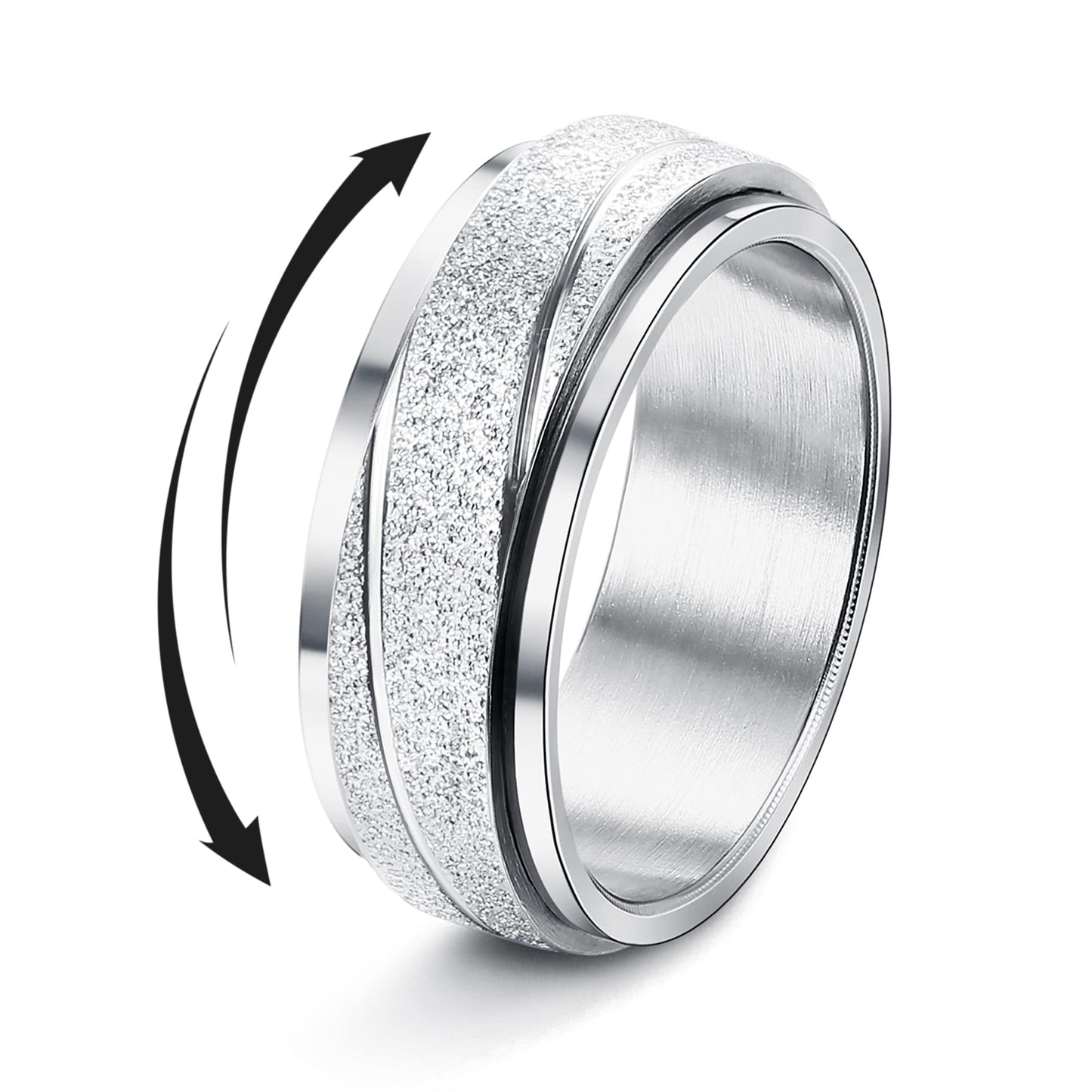 Magitaco Spinner Rings Stainless Steel Anxiety Rings Moon Star Flower Lunnar Phase Fidget Rings for Anxiety for Women Men