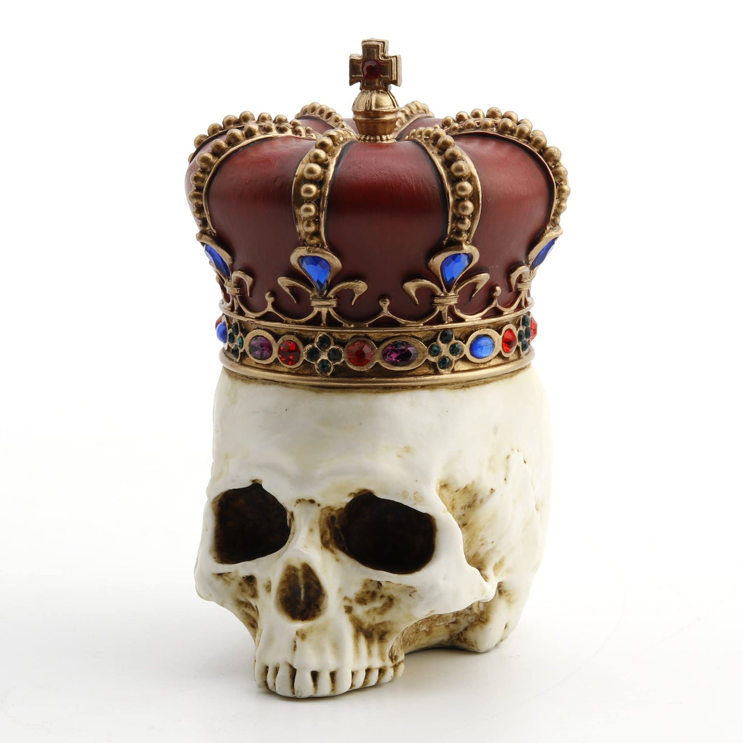 Veronese Design 4 3/8" Dreaded Monarch Skull Resin Sculpture Hand Painted Figurine