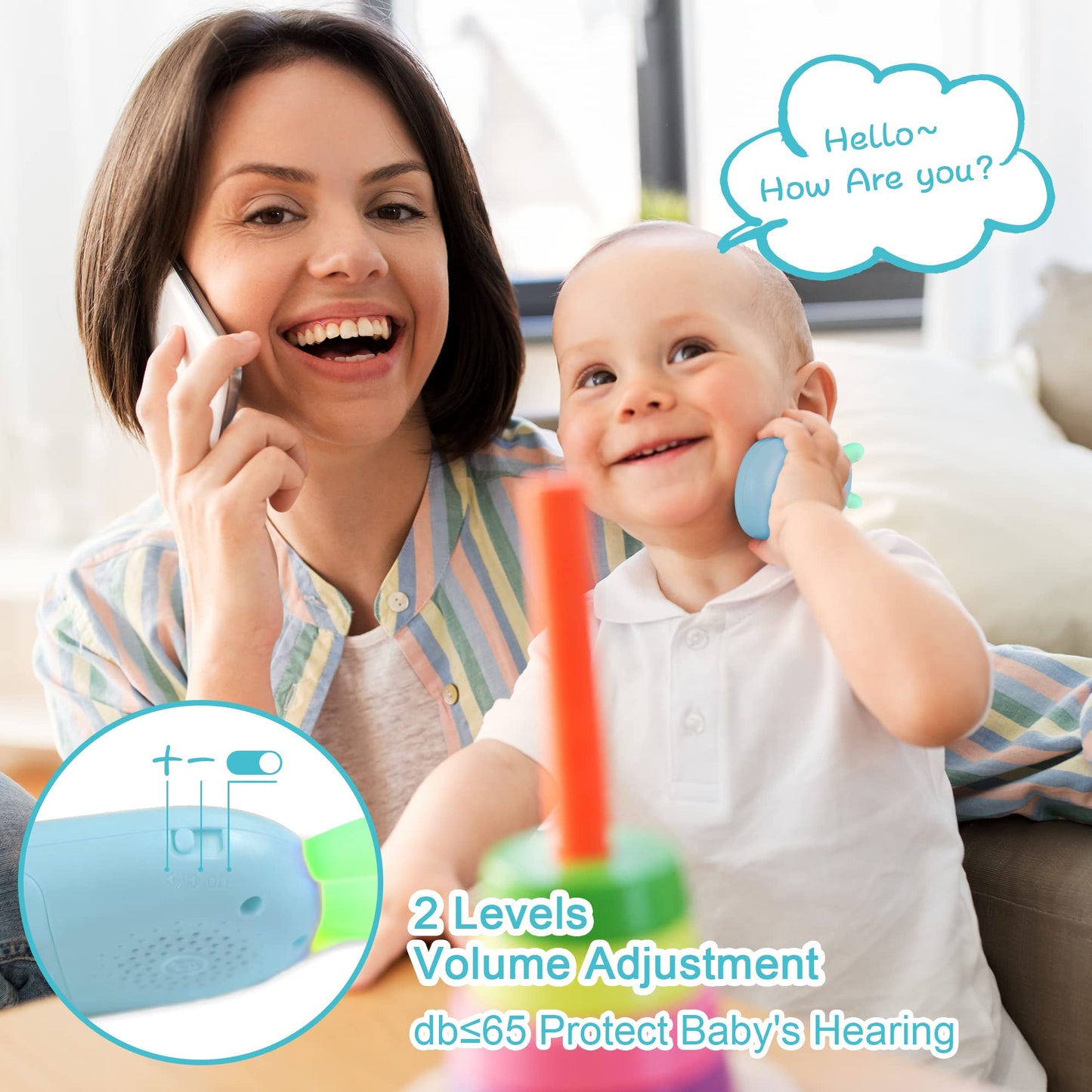 Richgv Baby Cell Phone Toy - Sensory Learning Toys with 12 Functions, Light & Multi Sound Effects, Teething Toys for Babies & Infant 6 to 12 Months Boy Xmas Gifts Stocking Stuffers