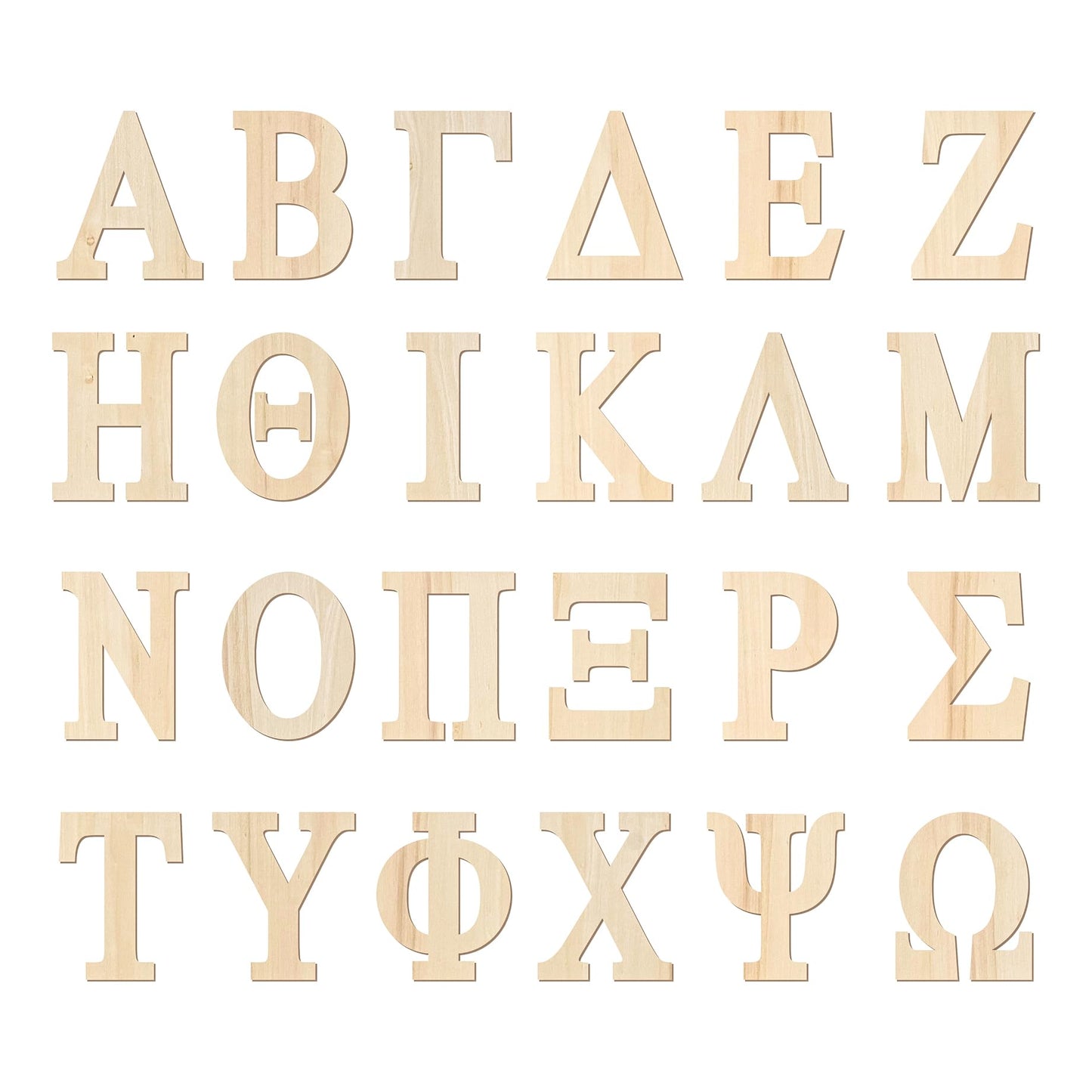 8 Inch 60 Pieces Wooden Greek Letters Crafts Unfinished Wood Greek Alphabets for Sorority/Fraternity/DIY Project/Learning/Wall Decor