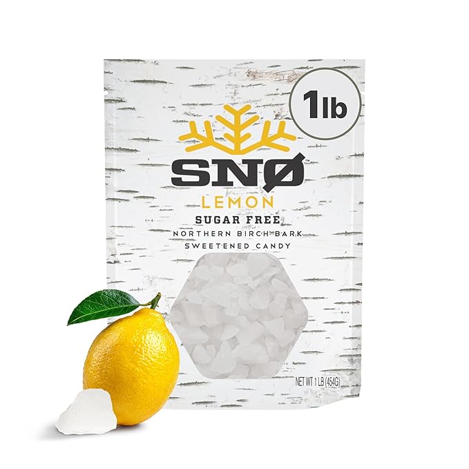 SNØ Lemon Xylitol Candy Chips | Oral Health Support | Pure Birch Xylitol | Sugar-Free, Low-Carb, Diabetic-Friendly | Vegan, Non-GMO, Gluten-Free, Kosher, Keto-friendly (1 LB Bag)