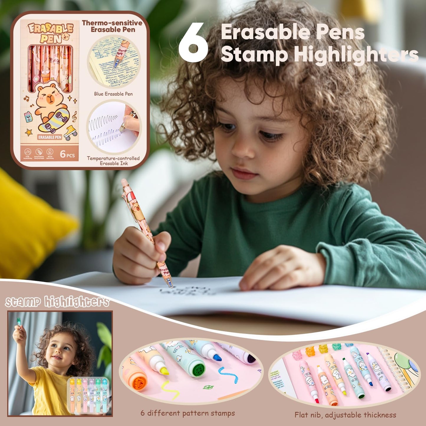 Zadoreck Cute Capybara Stationery Gift Set for Kids,30 Piece Animal Theme School Supplies Kit with Pencil Case,Notebook & Stickers,Practical and Fun for Birthday,Easter& Festivals Gift Girls Boys