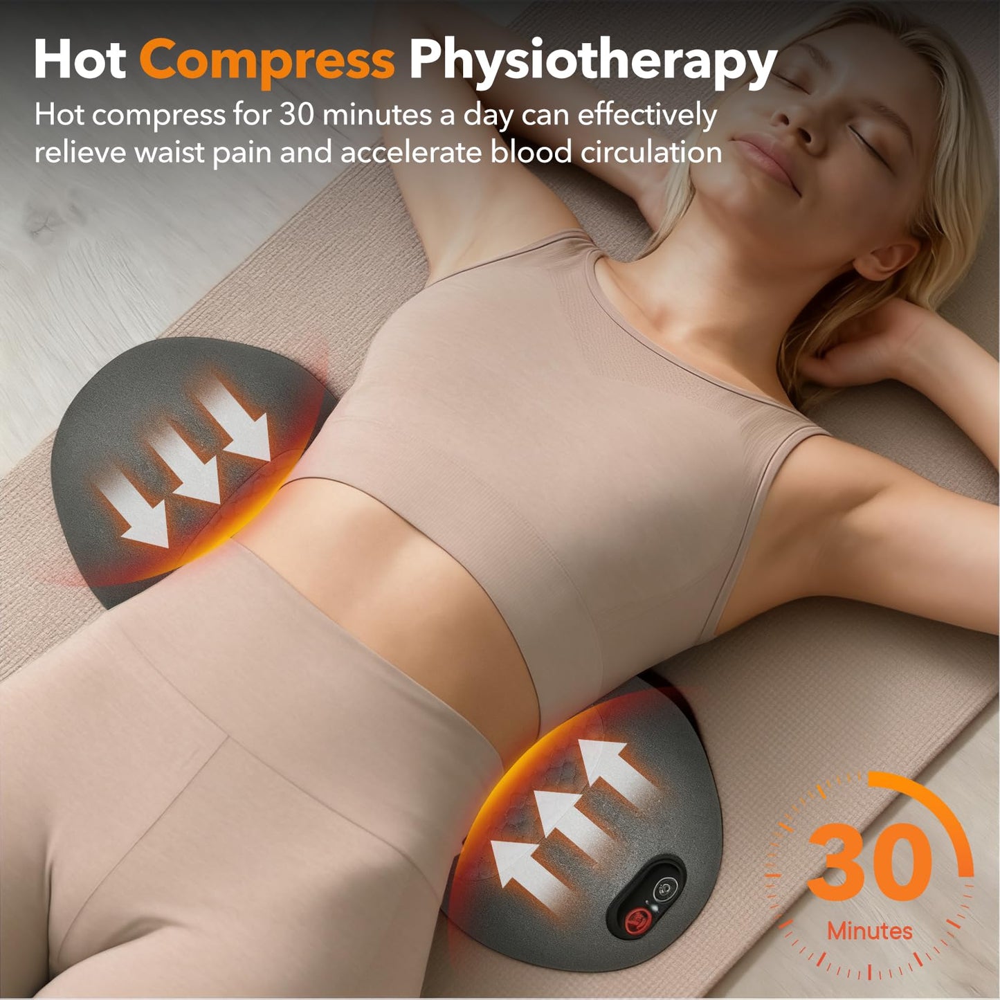 KITCADA Electric Lumbar Massager Support Pillow 3 in 1 with Adjustable Height for Bed and Chair, Back Massager with Heat, Massage for Pain Relief Deep Tissue, Waist Wedge Bolster