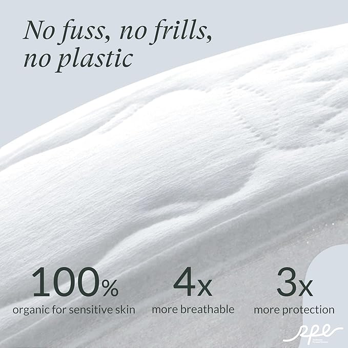 100% Organic Pads for Women, Organic Cotton Cover Pad - Regular Absorbency, Unscented, Ultra Thin Pads with Wings for Women (Regular, Size 3, 18 Count)