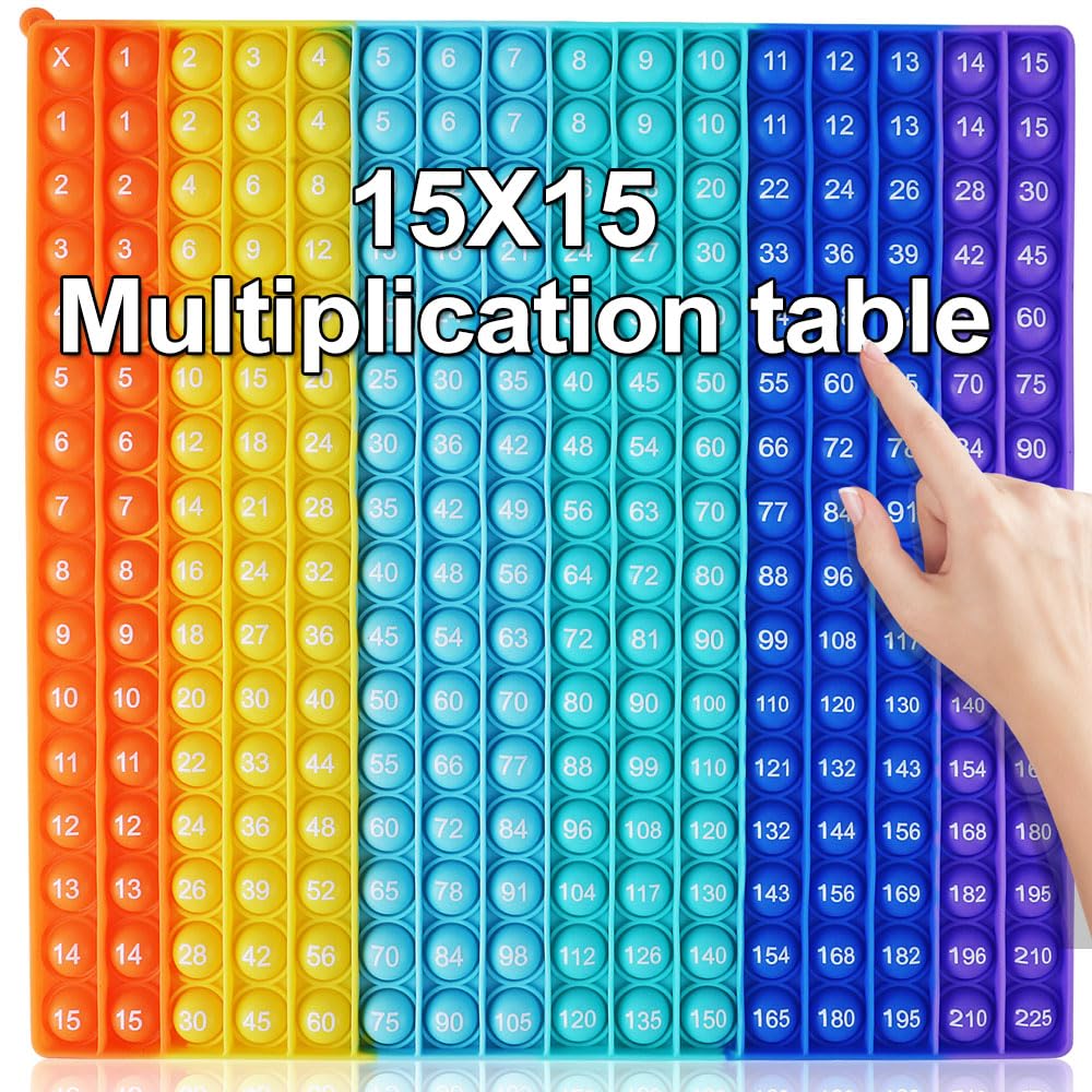 TDDTLA Multiplication Table Rainbow Math Game Toy Push P0PP Restless Toy Bubble Restless Game for Learning Math Multiplication Calculation Operations [15x15 Multiplication Table]