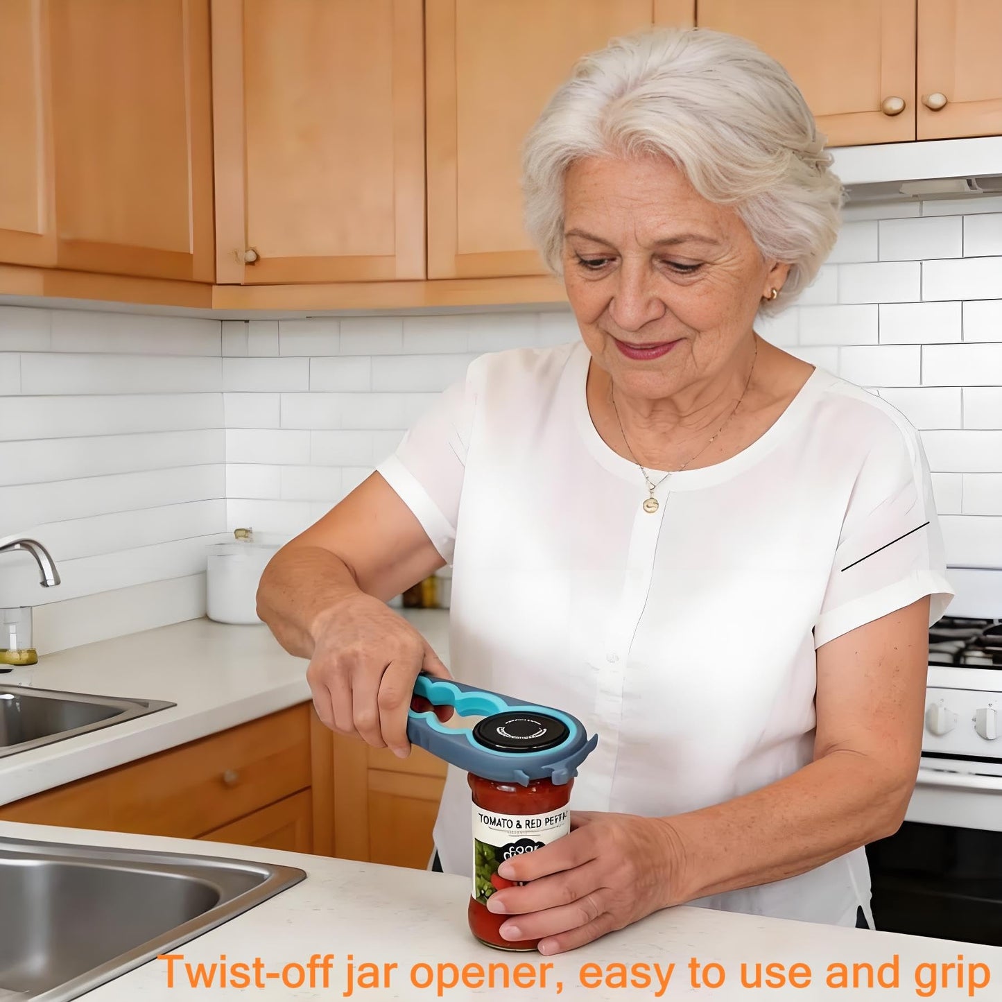 Otstar Jar Opener & Bottle Opener Set for Weak Hands - Multi-Function Kitchen Opener Tool for Seniors with Arthritis, Elderly - Includes Jar Lid Gripper Pad, Corkscrew Opener