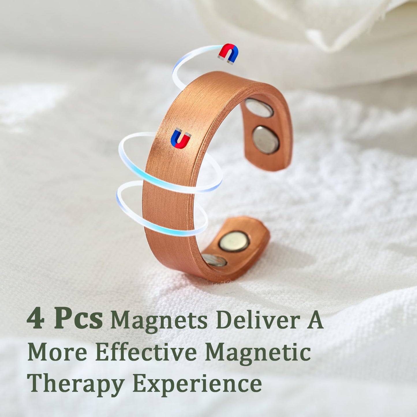 MagEnergy 2PCS Copper Rings for Men & Women, 99.9% Pure Copper Magnetic Adjustable Thumb Ring with Strong Magnet, Lymphatic Therapy Jewelry Gift with Present Box
