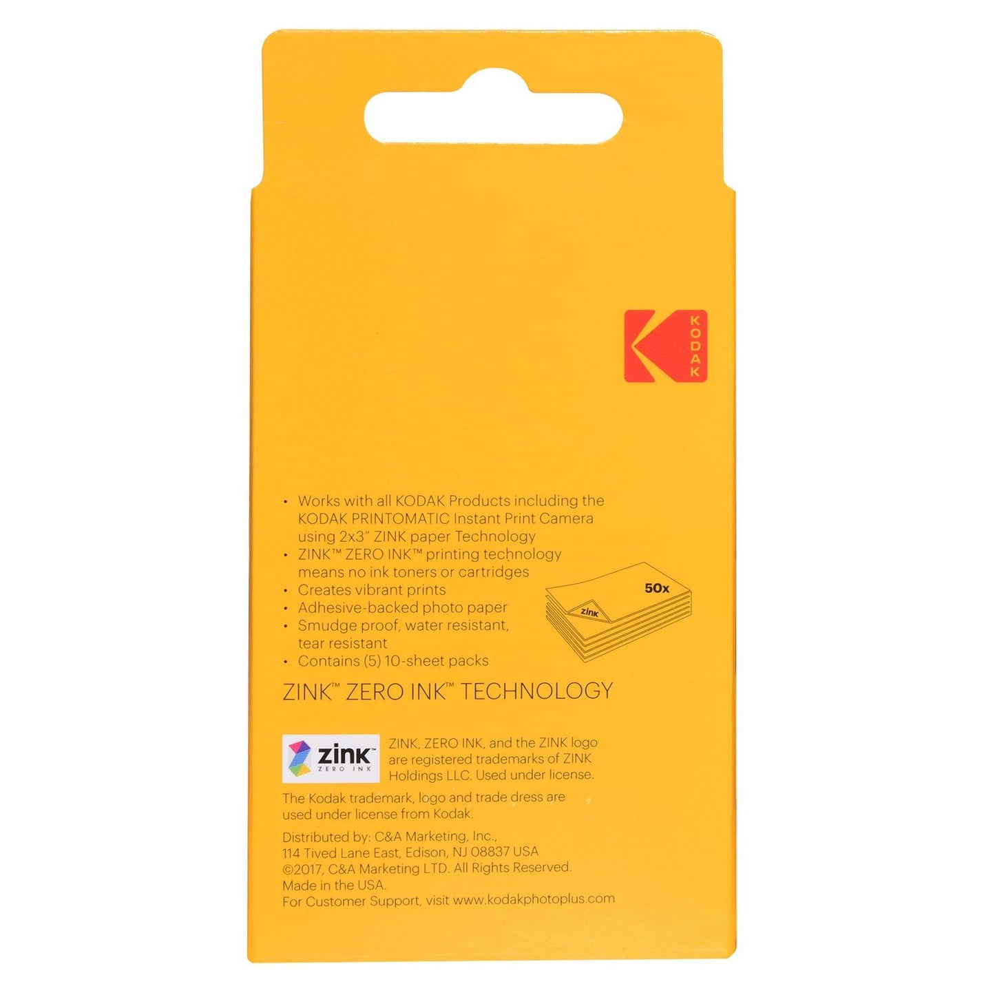 KODAK 2x3 Premium Sticky-Backed ZINK Photo Paper (50 Sheets) - Compatible With Kodak Step, Step Slim, Printomatic, Printomatic+, Smile+, Step Touch