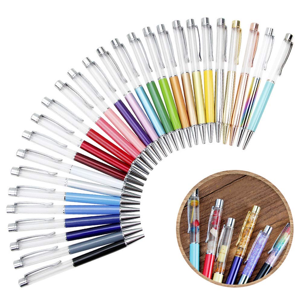 JOINVALUE Colorful Fillable Ink Empty Tube Ballpoint Pens Floating DIY Pens,Building Your Favorite Liquid Sand for Easter Gift 27 Pack