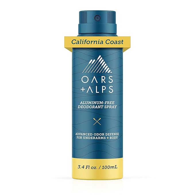 Oars + Alps Spray Deodorant for Men and Women, Aluminum Free Deodorant and Full Body Spray, California Coast