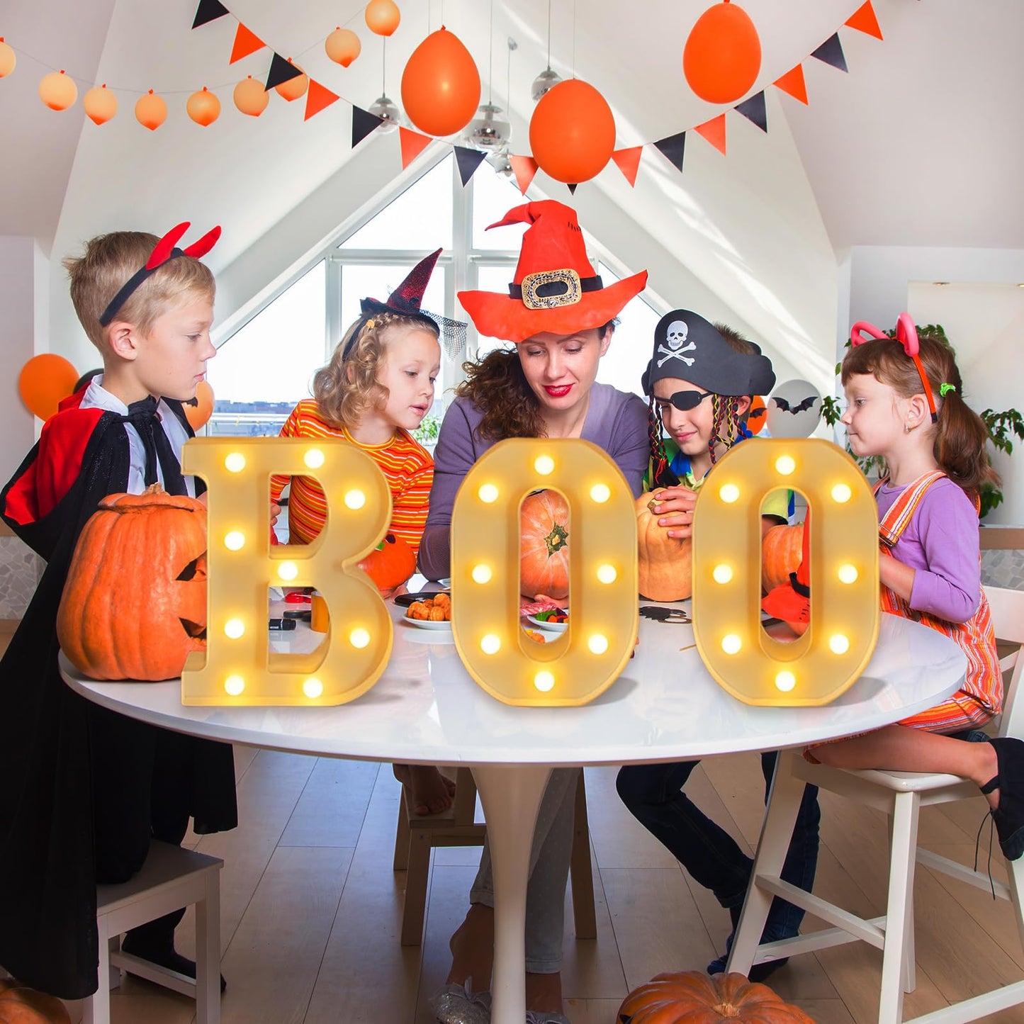 Halloween Boo Light Up Letters, 3pcs Led Boo Light Up Sign, Hallowen Marquee Letters Decor, Halloween Decorative Lights Party Supplies, Fireplace Desktop LED Decorations, Table Party Supplies