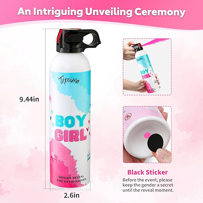 Gender Reveal Fire Extinguisher Set for Newborn Baby, 4Pcs Pink Smoke Bombs, 100% Biodegradable Confetti Cannon for Baby Reveal Party Supplies