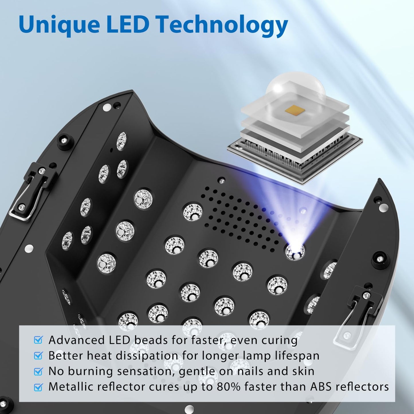 Purtato 126W Cordless Rechargeable UV LED Nail Lamp with Large Space, Handle and Foot Rest, Fast Curing Gel Nail Dryer with 4 Timers for Salon and Home (Matte Black)