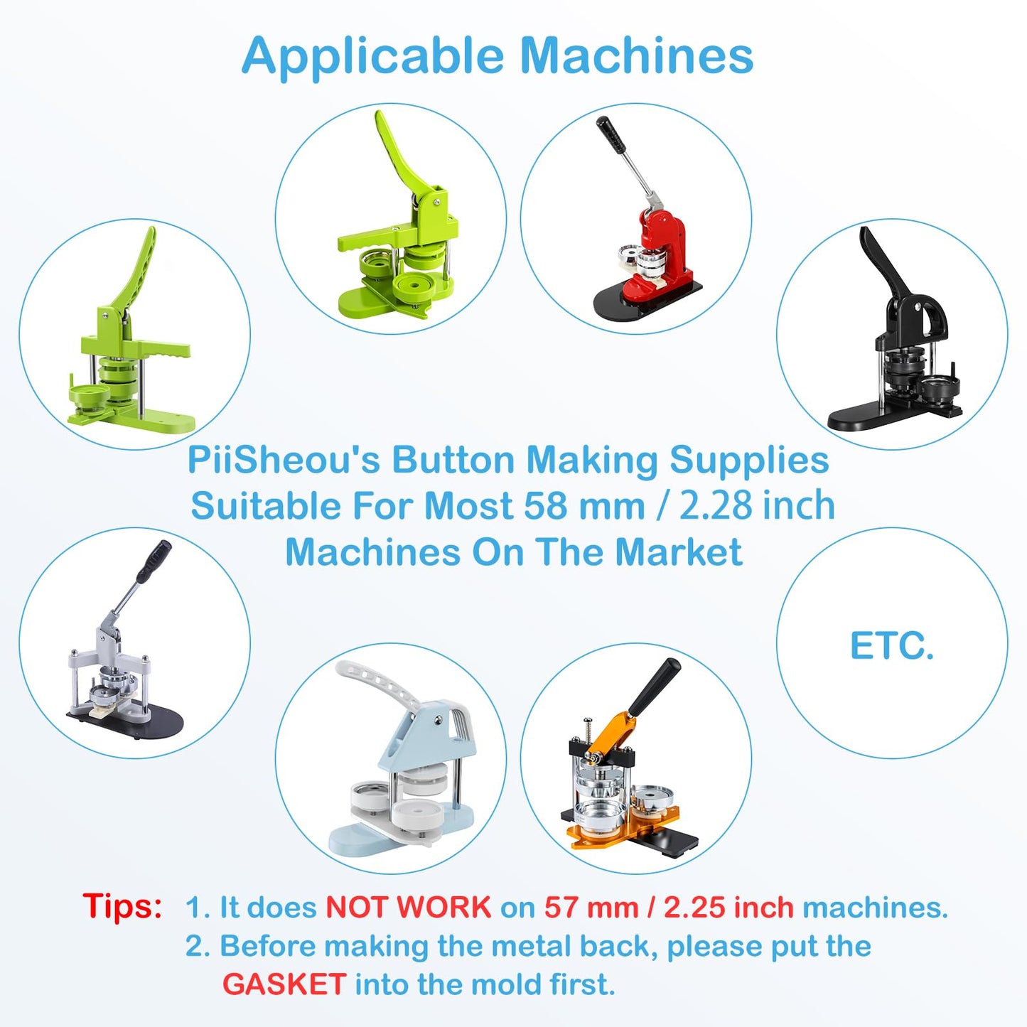 110 Sets 58mm / 2.28 inch (Approx. 2.25) Button Maker Supplies, Blank Pins Buttons Press for DIY Badge Maker Machine, Parts to Create Custom Pins