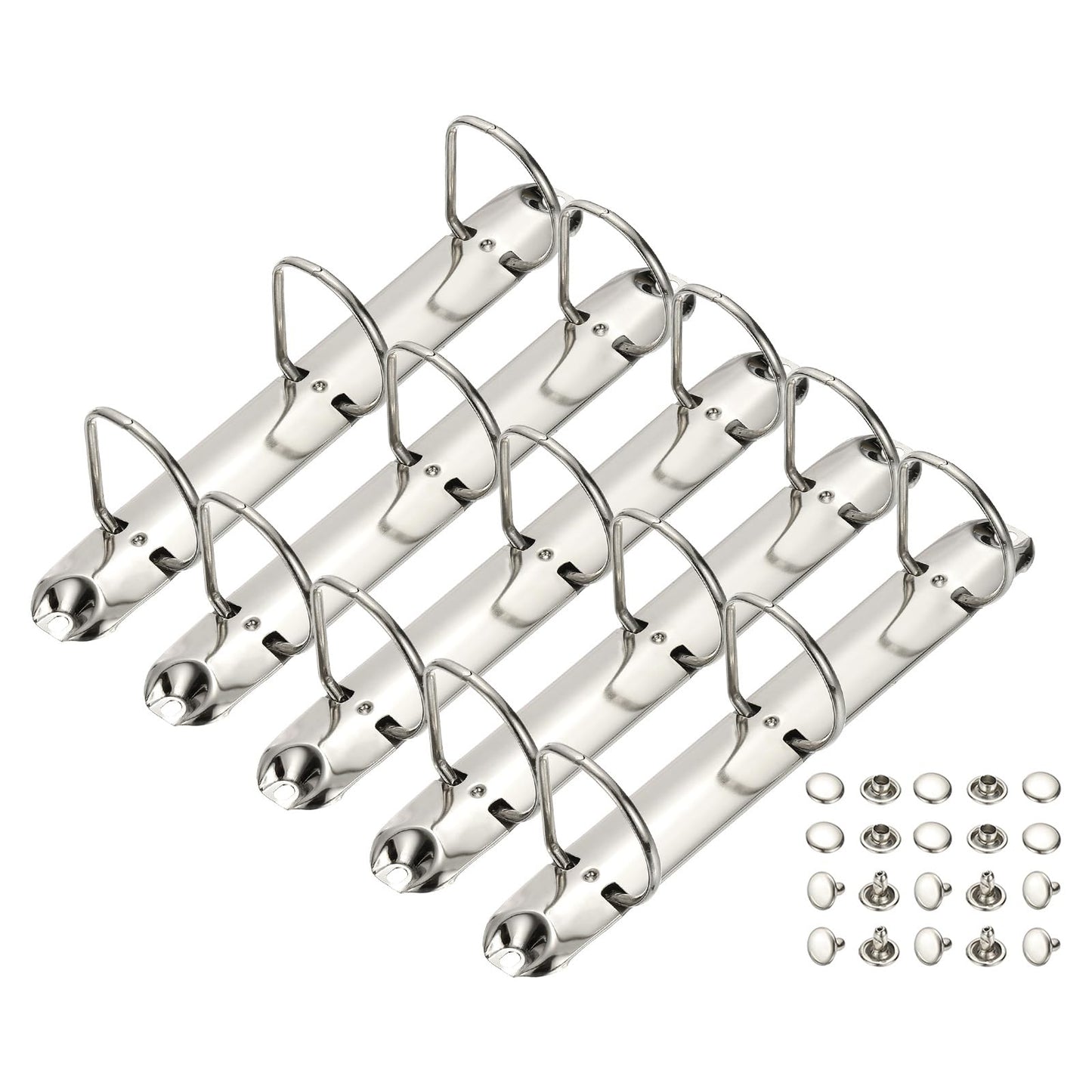 PATIKIL A5 3 Hole Ring Binder Mechanisms, 5 Set 1.5" D Ring Replacement Binder Planner Loose Leaf Binding Spines for Organizers DIY Fill Paper Storage Folder Accessories, 26mm Silver Tone