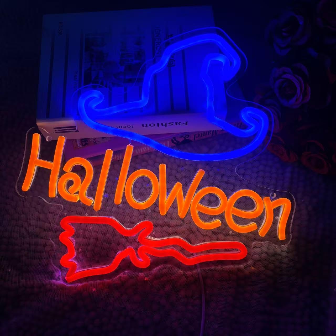 Happy Halloween Neon Sign Halloween Home Decor Halloween Witch Hat Decor Witch Neon Signs Witch Boo Halloween Signs Trick Or Treat