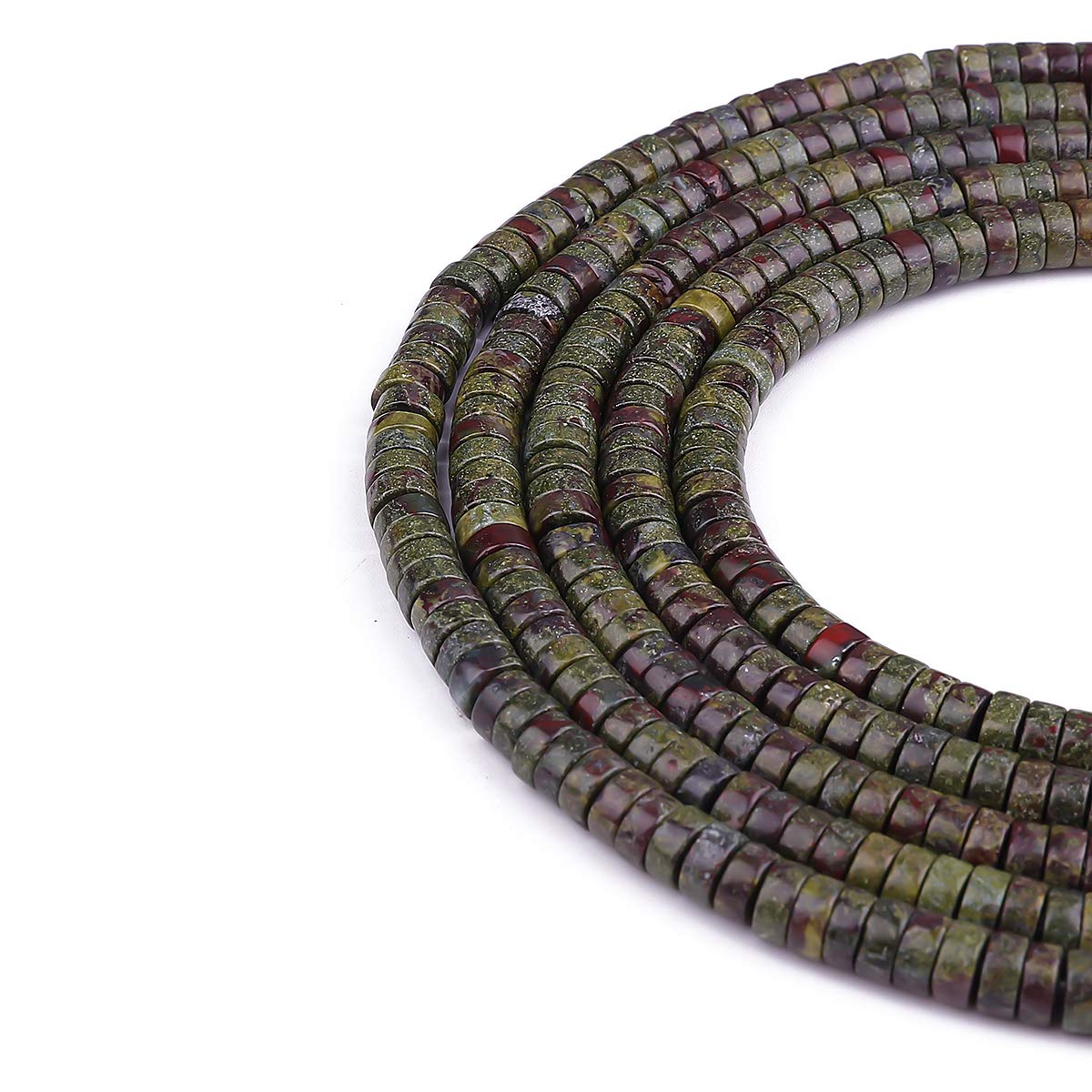 BEADIA Natural Dragon Blood Jasper Spacer Beads Caps Loose Semi Gemstone for Beading Jewelry Making 6mmx3mm 38cm