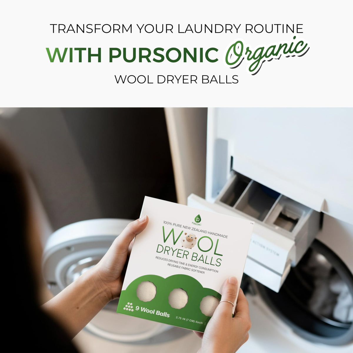 XL Laundry Wool Dryer Balls Made with 100% Pure New Zealand Wool (9 Count)