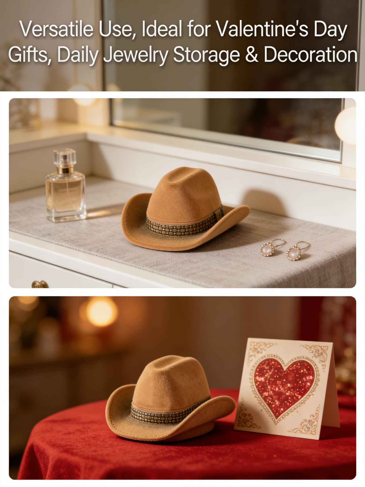 Cowboy Hat Shaped Ring Box, Creative Mini Jewelry Case, Romantic Surprise Proposal Gift Box for Engagement, Valentine's Day & Anniversary, Portable Small Ring Holder
