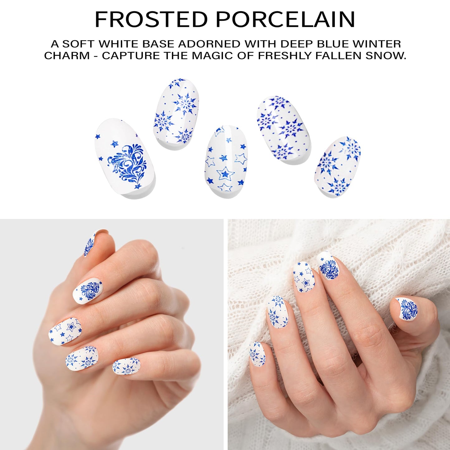 Semi-Cured Gel Nail Strips - 20 Salon-Quality Gel Sticker with UV Light Required, Long Lasting, Easy Application & Removal, Includes Prep Pad, Nail File, Wooden Stick (Frosted Porcelain)