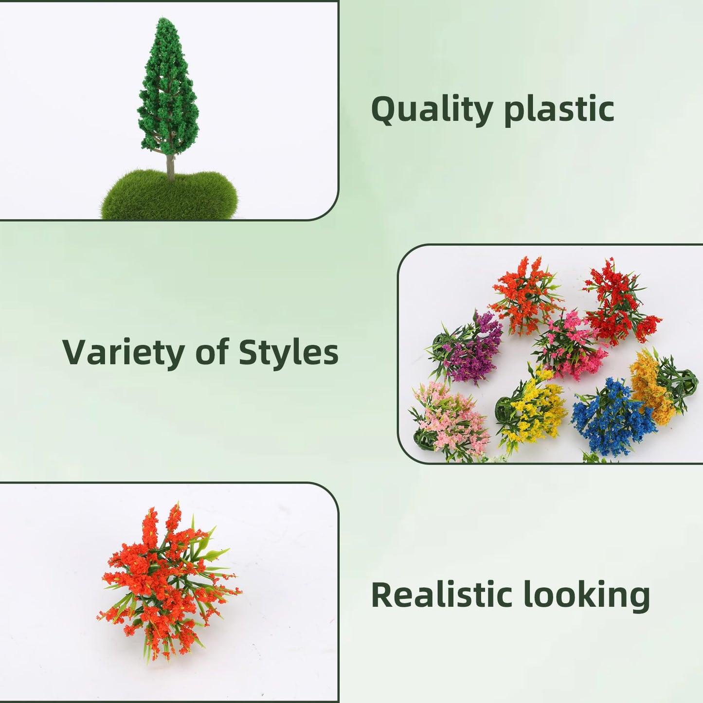 Gallipower 70pcs Model Trees 1.57-2.55" Mixed Diorama Model Tree Colourful Flower Trees Grass Architecture Mini Trees for Crafts Building Model Railway Scenery Landscape Supplies (Style 03)