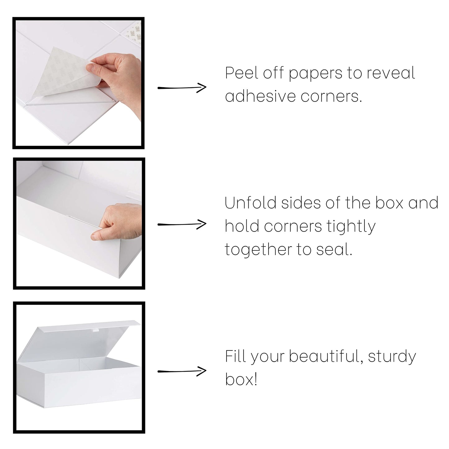 Purple Q Crafts White Hard Gift Box With Magnetic Closure Lid 14" x 9" x 4" Rectangle Favor Boxes With White Glossy Finish (5 Boxes)