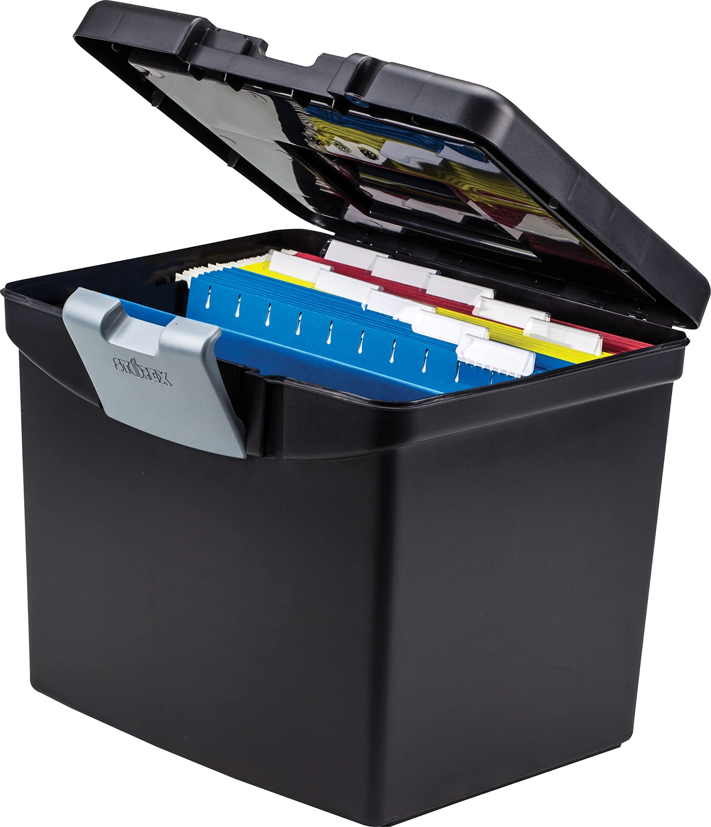 Storex File Storage Box Translucent Storage Lid, Black 1-Pack (61504F01C)
