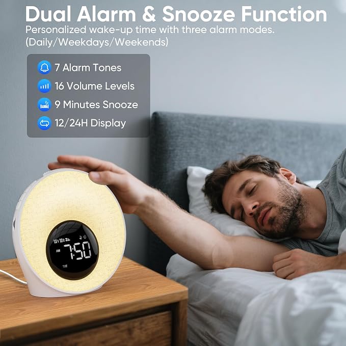 AFEXOA Sunrise Alarm Clock with Wake Up Light & White Noise Machine