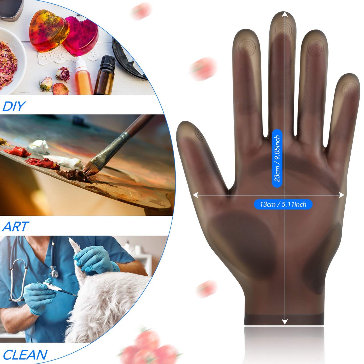 Geyoga 3 Pairs Silicone Gloves for Epoxy Resin Casting Reusable Waterproof Epoxy Gloves Safe Silicone Finger Protectors for DIY Jewelry Making Work Crafts