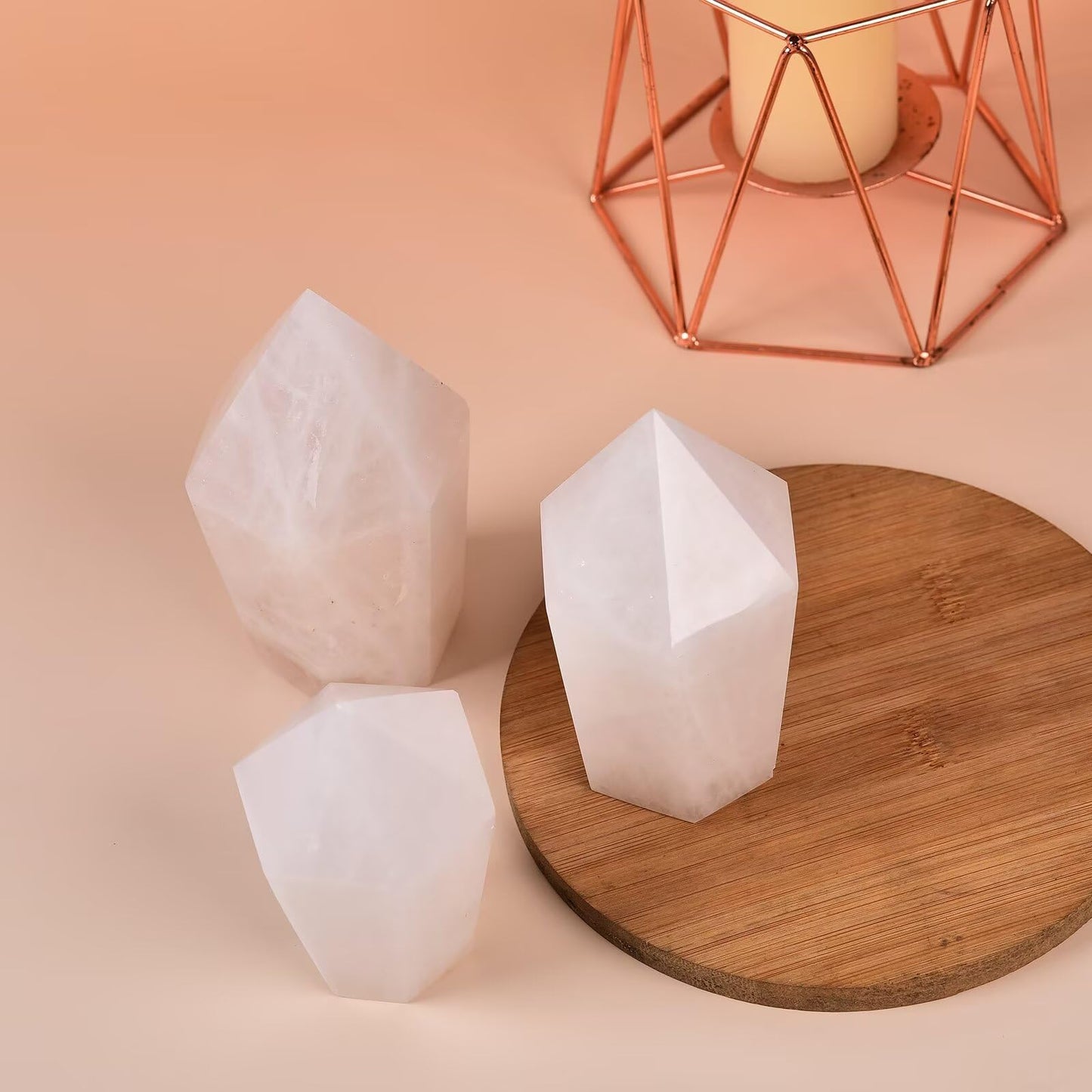 VIZYTOU White Crystal Stone Tower Obelisk Large Healing Crystal Rock Point Wand Reiki Healing Meditation Stone 1.1-1.7 LBS