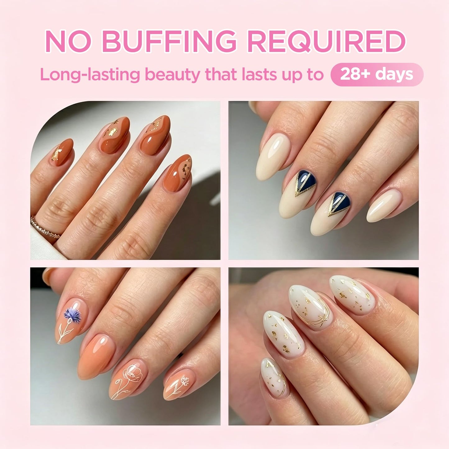 LOVEALERT Press on Nails Short Almond Shape – 510Pcs Soft Gel Nail Tips Full Cover False Nails for DIY Manicure at Home, 15 Size Pre-Shaped Acrylic Press On Nails Soak Off Easy Nail Extensions