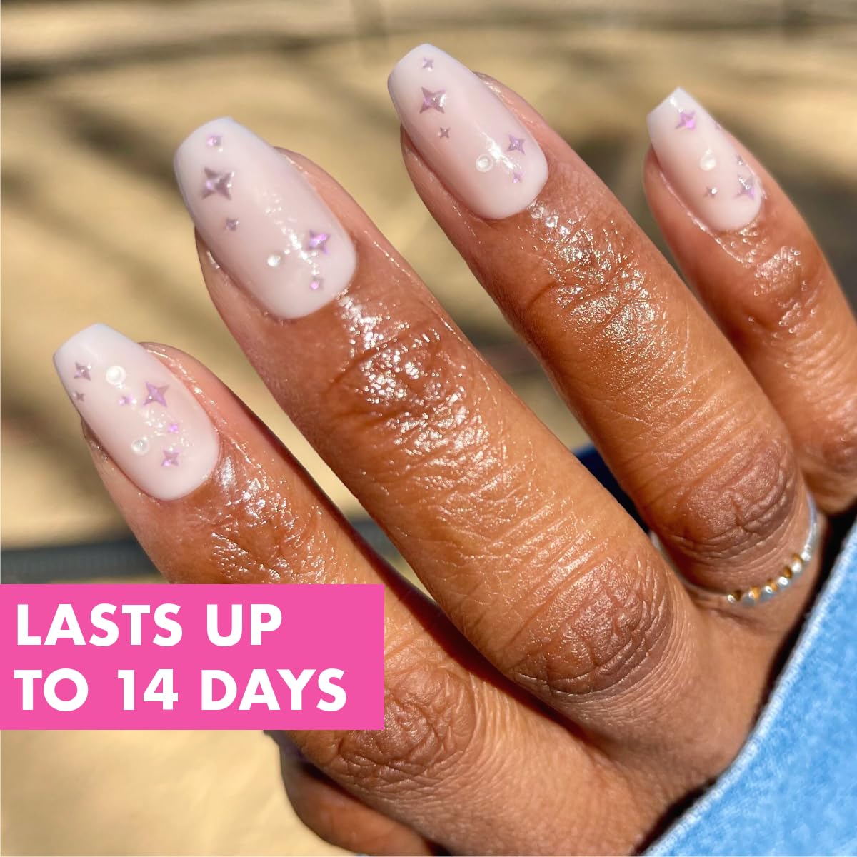 Olive & June Maximalist Instant Mani Press-On Nails (Glue) | 42 Fake Nails, 21 Sizes | Non-Toxic, Long-Lasting Big, Bold Gorgeous Realistic Look | Medium, Coffin | Puffy Sparkles & Pearls