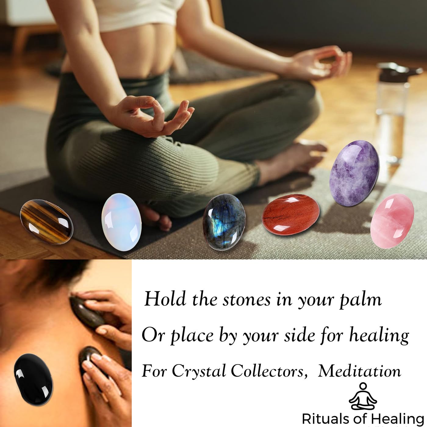 MAIBAOTA 2.4" Large Topaz Crystal Stone Polished Palm Stone Healing Crystals 0.7" Thick Natural Reiki Gemstone Worry Stone Energy Balancing Anxiety Stress Relief Meditation 1 Pc