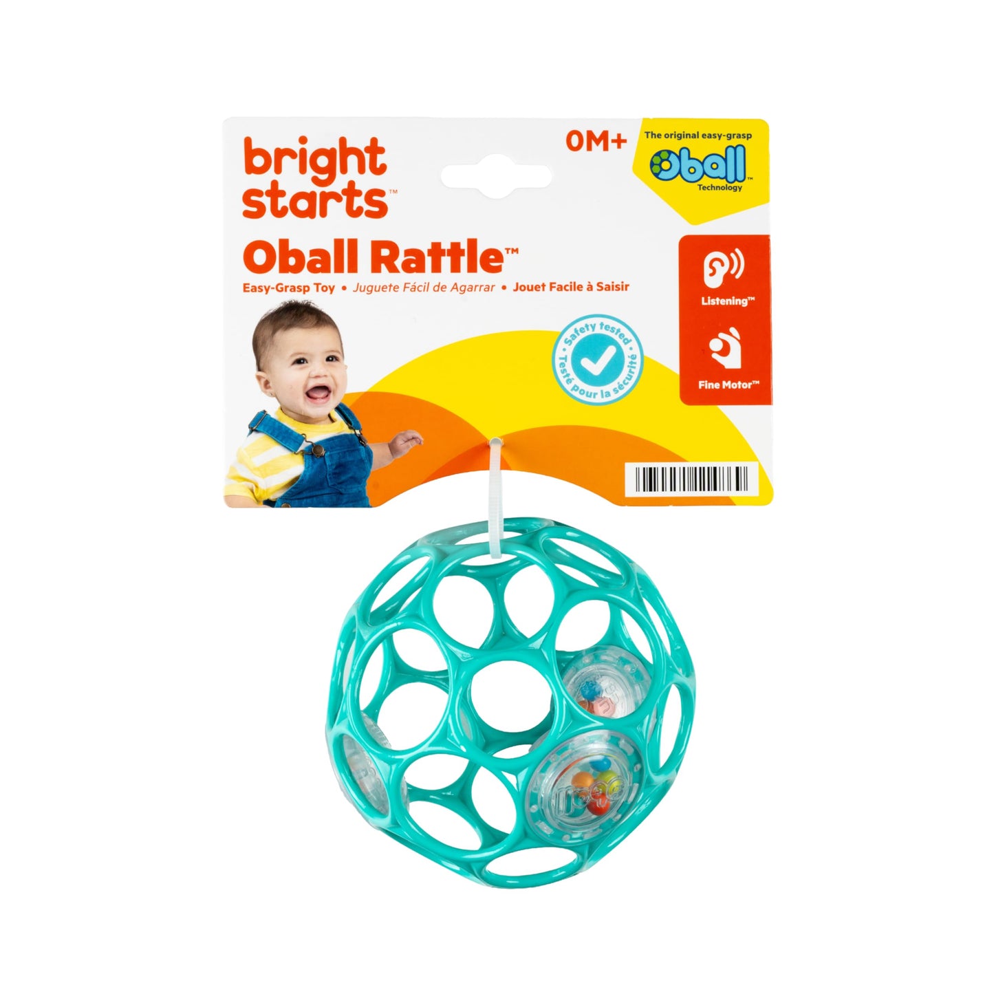 Bright Starts Oball Easy-Grasp Rattle BPA-Free Infant Toy in Teal, Age Newborn and up, 4 Inches