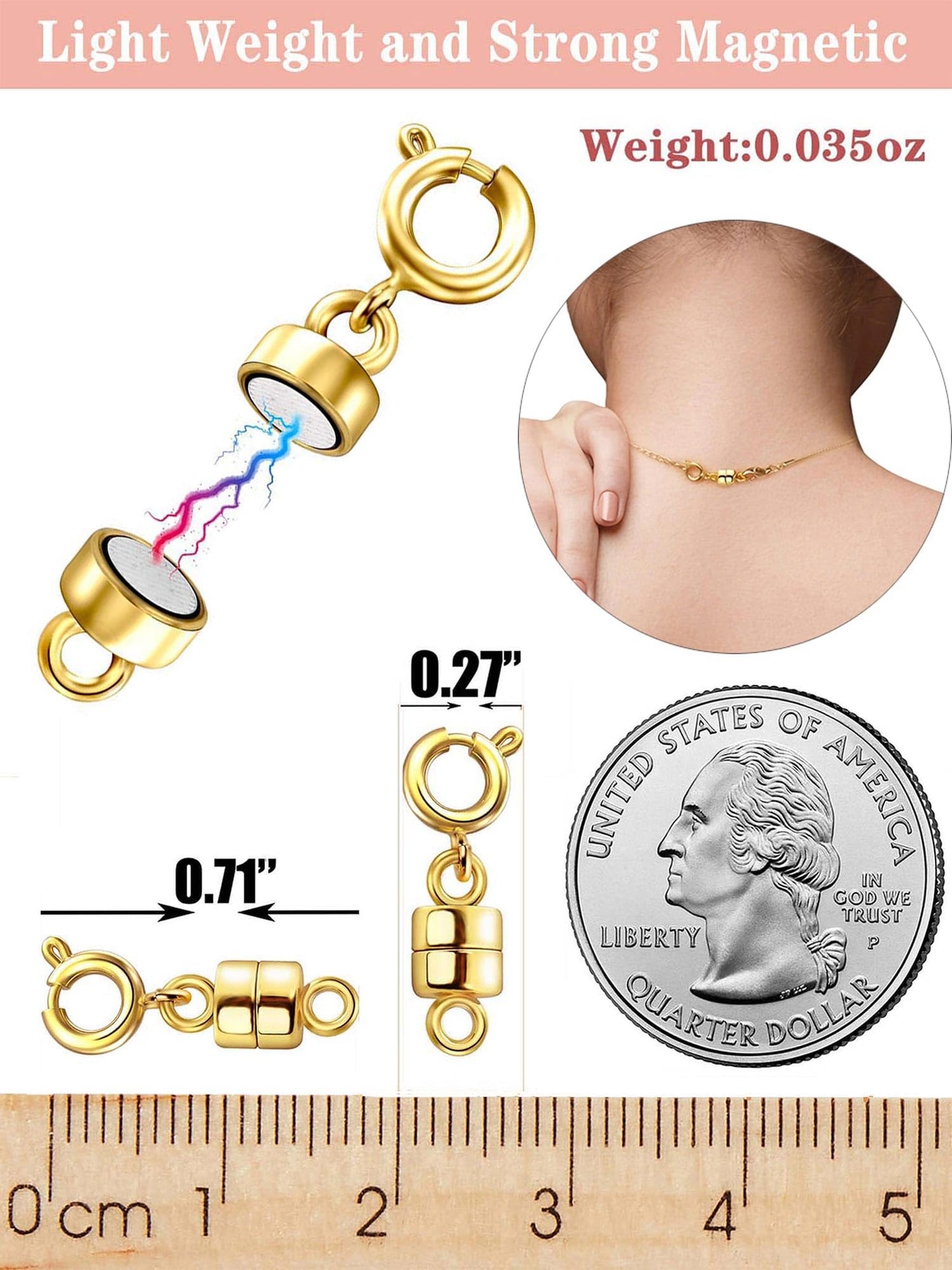 Dailyacc Magnetic Necklace Clasps and Closures - Safety 14 K Gold and Silver Jewelry Converters for Bracelets Chain Extender
