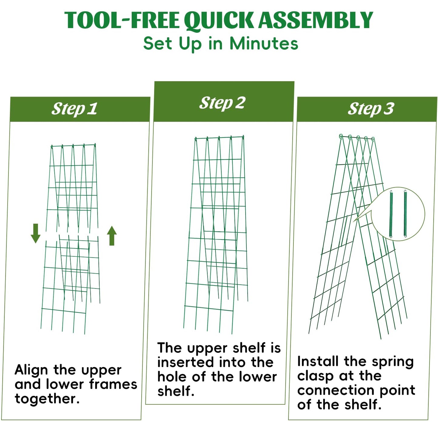 DOLEMODUO 2 Pack Cucumber Trellis, 60inch A-Frame Rustproof Steel Wire Garden Trellis for Raised Beds, Heavy Duty Climbing Plants Supports for Cucumber,Tomato, Climbing Plants and Flowers