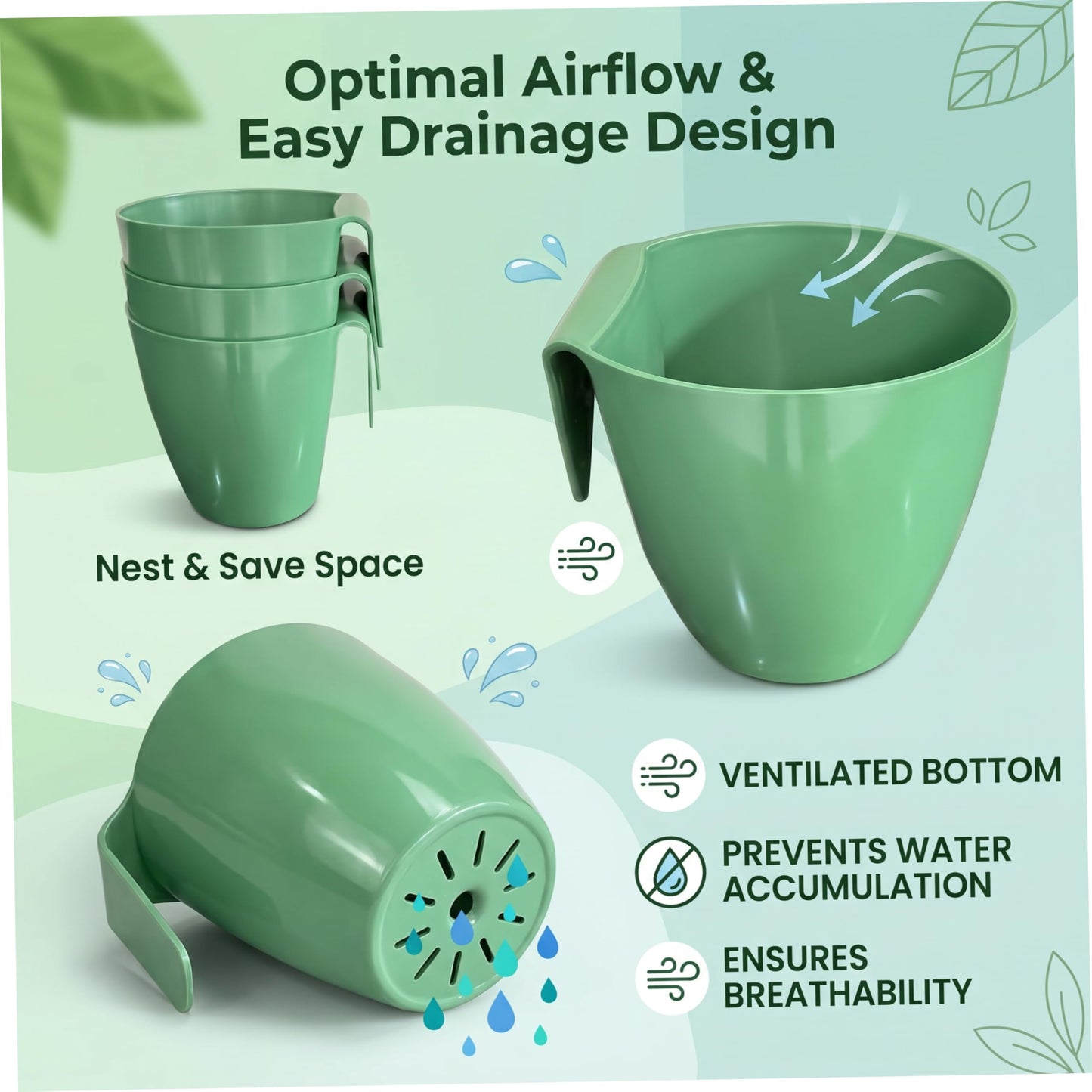 Ginwrek Strawberry Propagation Cups, 20 Pack Large Plastic Plant Cups with 50 Runner Forks Breathable Pots for Berry Plant Rooting, Space-Saving Hanging Design, S