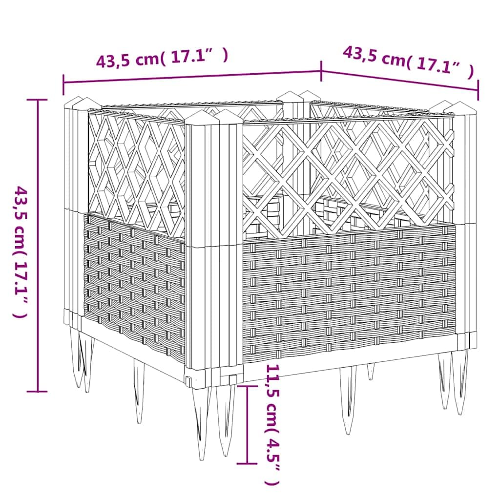 Xolmizyn Modular Garden Planter Box, 17.1 Inch Square Flower Pot with Basketweave Pattern, Modern Decorative Patio Container for Balconies, Porches, and Terraces, Blue Grey