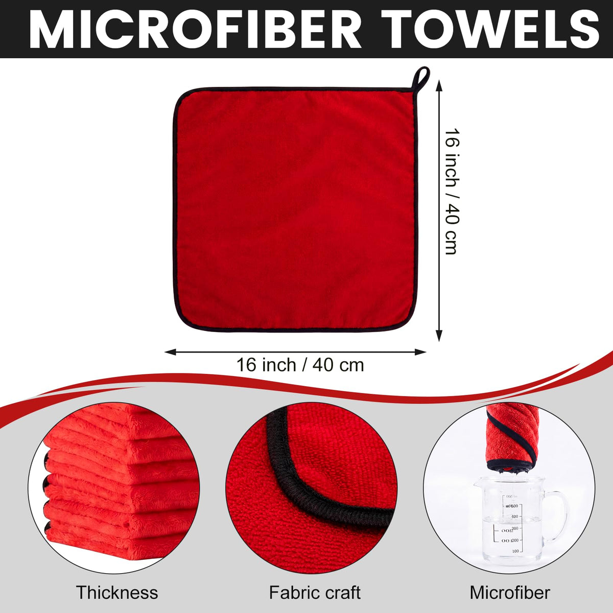 60 Pcs Red Microfiber Towels (60 Count)