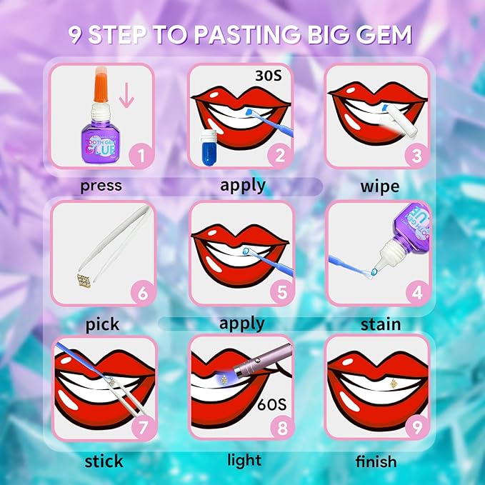 Luretrap Y2K Trendy 30 Pieces Crystal Tooth Gem Kit - Unleash Your Sparkly Smile