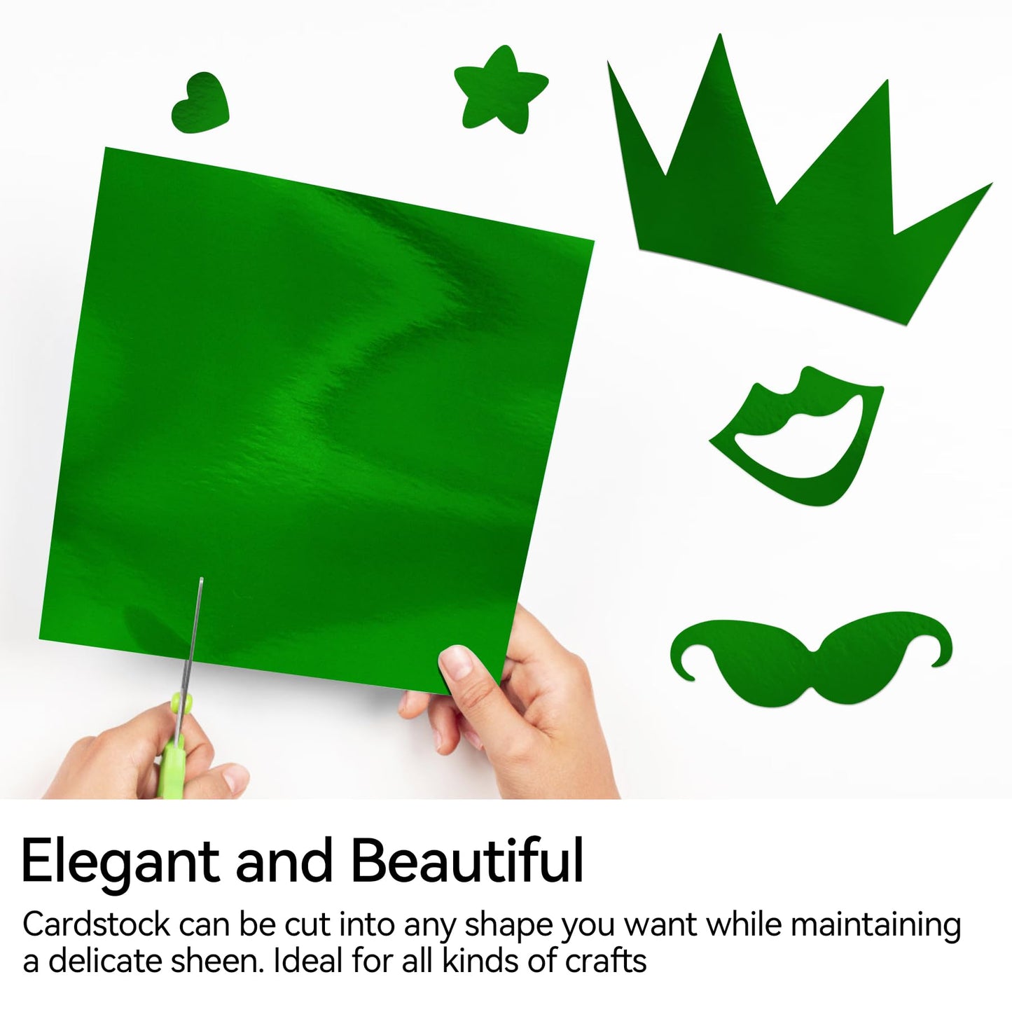 30 Sheets Metallic Green Cardstock Paper - A4 Size (250gsm), Mirror Finish Gold Foil Board for Crafting, Invitations, and Decorations - Die Cut and Plotter Compatible