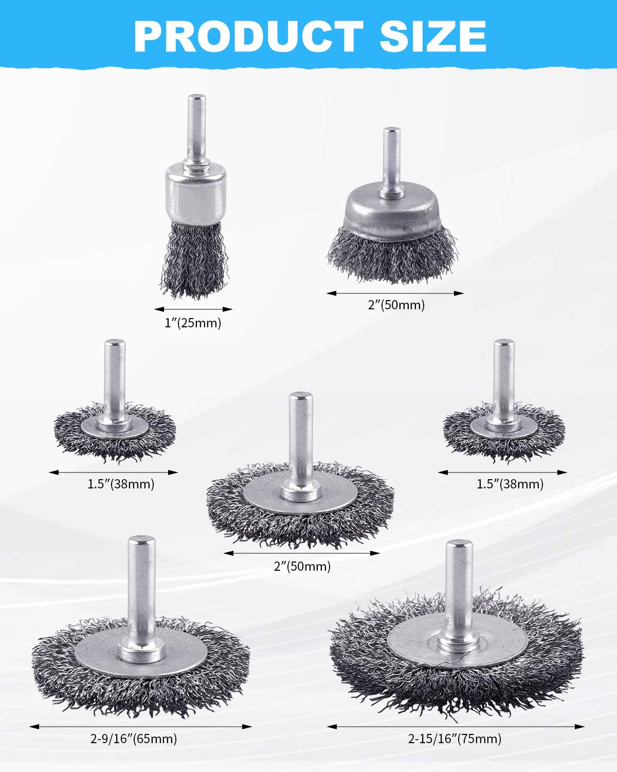 Rocaris 21-Pack Carbon Steel Wire Wheel, Cup, Pen Brush Set with 1/4-Inch Round Shank for Rust Removal, Corrosion and Scrub Surfaces
