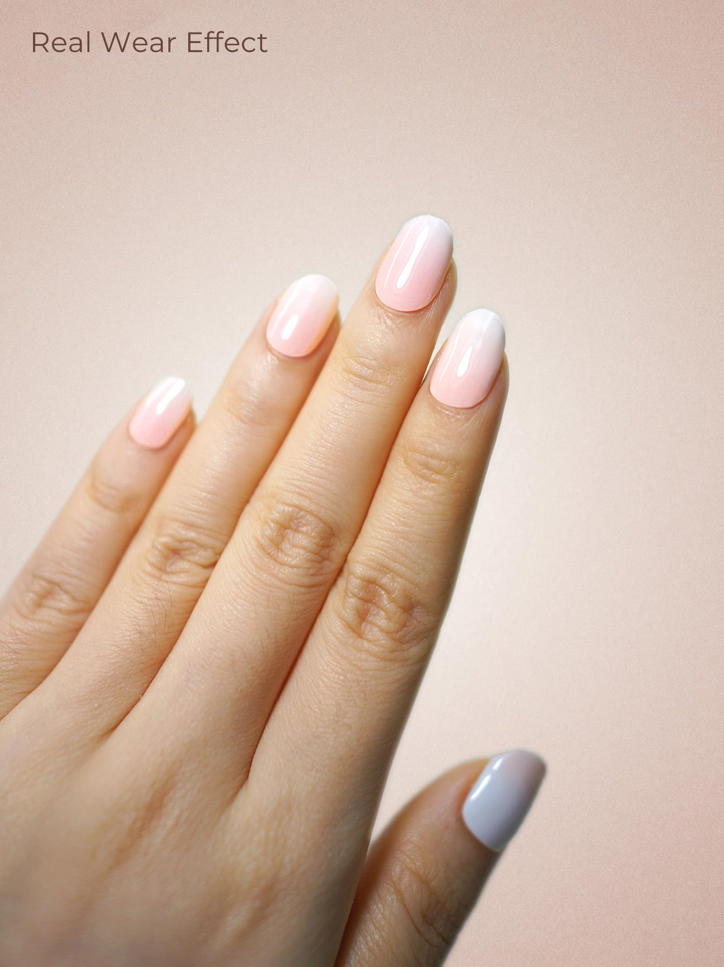 Beaolata Real Gel Nail Strips (No UV Light Needed) - 44Pcs Salon Quality Nail Stickers - Long Lasting Polish Wraps for Women, Easy Apply & Remove (Berry Meringue Pink)