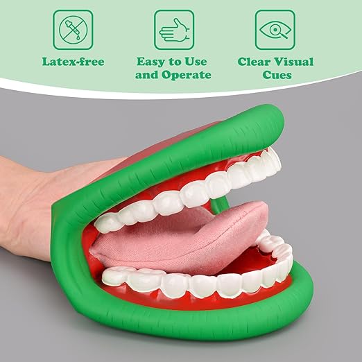 Ultrassist Ultrassist Mouth Hand Puppet Medium Size with Tongue for Kids Green Color, Mouth Puppet for Speech Therapy, Include Toothbrush