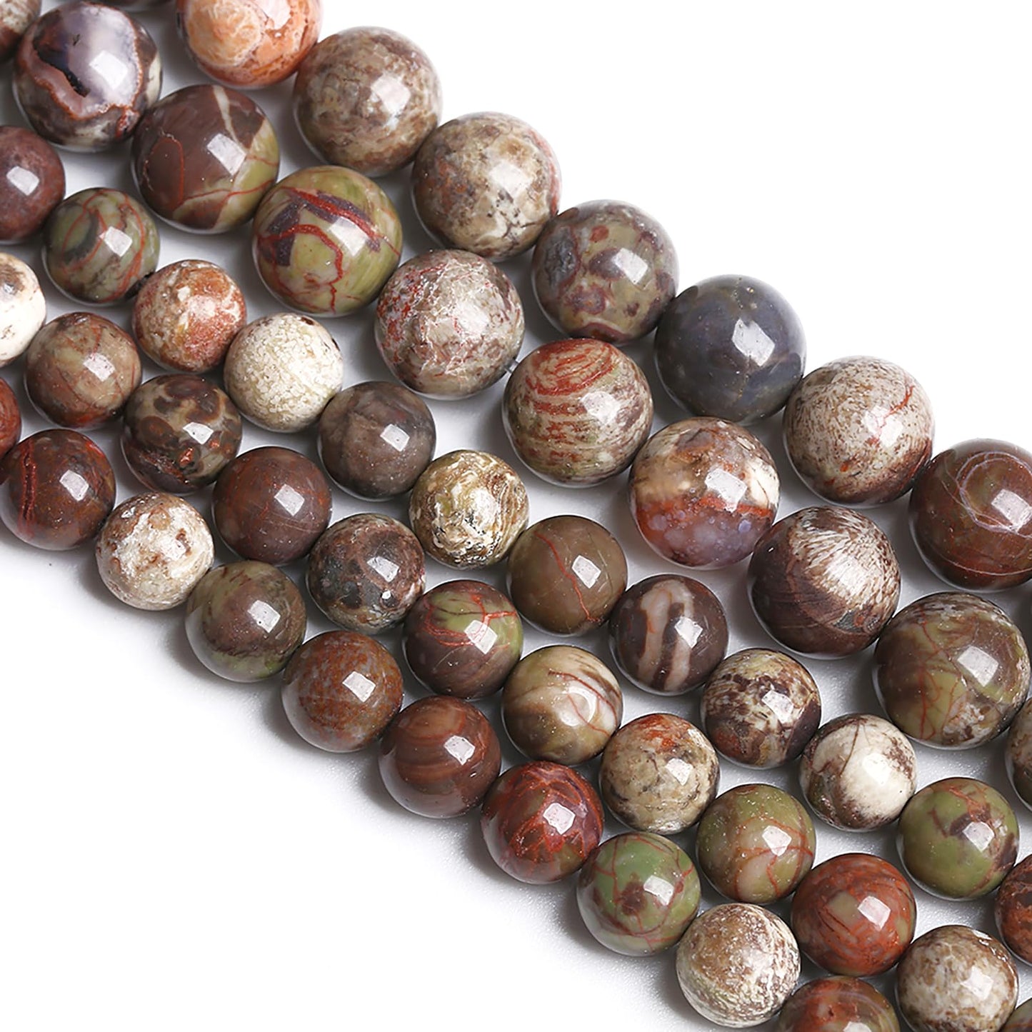 6MM 59PCS Natural Stone Flower Agate Spacer Loose Beads for Jewelry Making DIY Bracelet