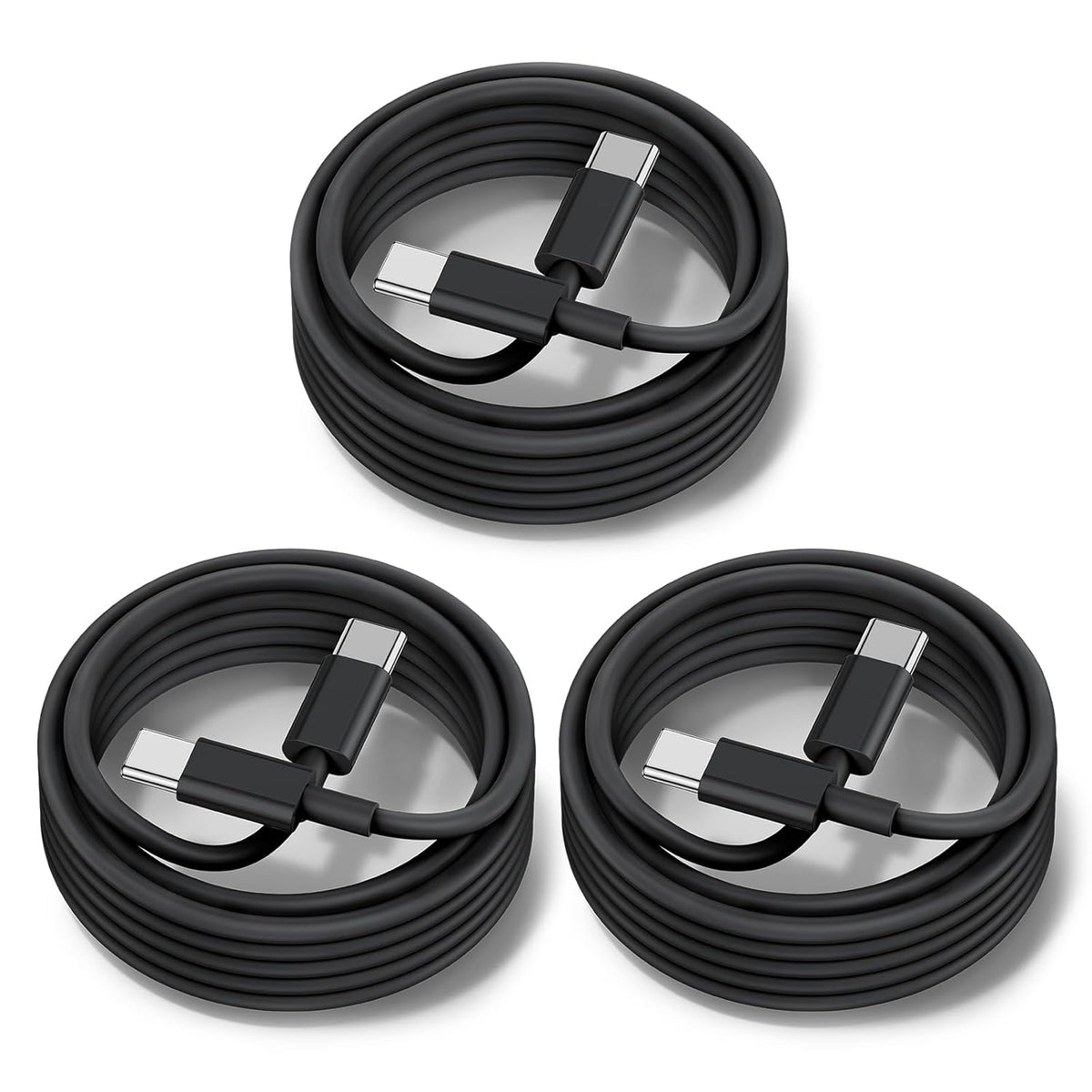 [3+6+10FT] 60W USB C to C Cable 3Pack iPhone 15 Fast Charging Cable,USB-C to USBC Power Cord for iPhone 15/15 Pro/15 Plus/15 Pro Max,MacBook Pro Air/IPad Air 4/5/iPad Pro 12.9/11(Black)