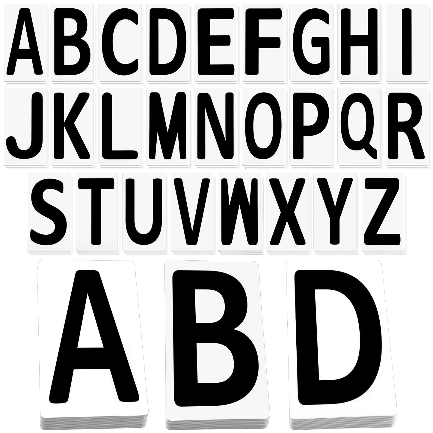 Resurhang 156 Pcs Replacement Letters for White Message Board Sidewalk Signs Outdoor Plastic Changeable Letters for Yard Signs with 4 Inch Tracks, from A to Z Black on White Background